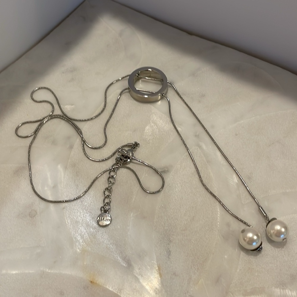 Alfani modern adjustable silver and pearl necklace - Picture 4 of 5